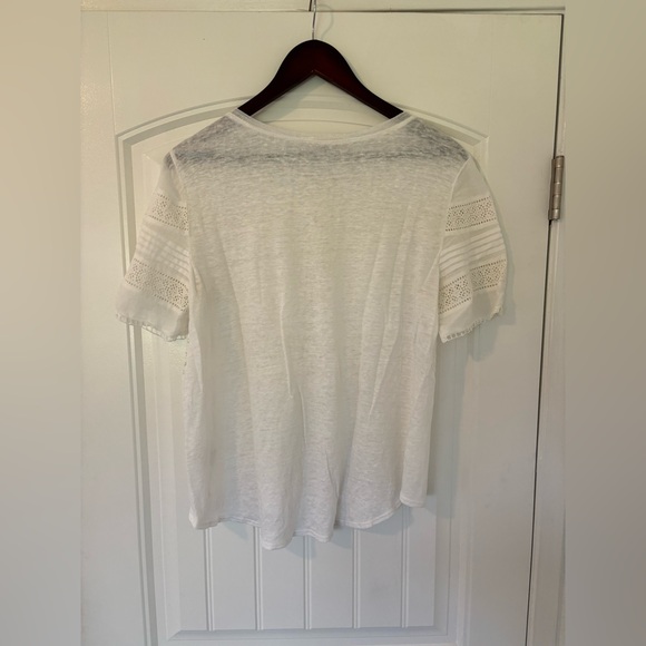 Rebecca Taylor White Pleated Eyelet Blouse - Picture 2 of 7
